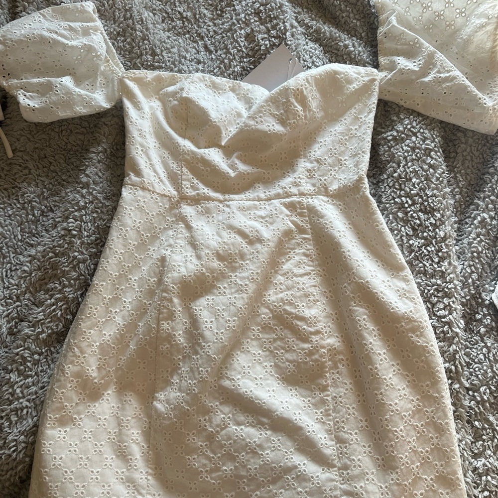 Elegant White Eyelet Dress